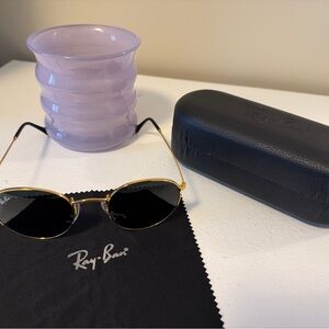 Ray-Ban Gold Frame Sunglasses with Black Lenses